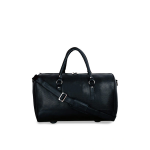 Black Solid PU Leather Travel Duffel Bag