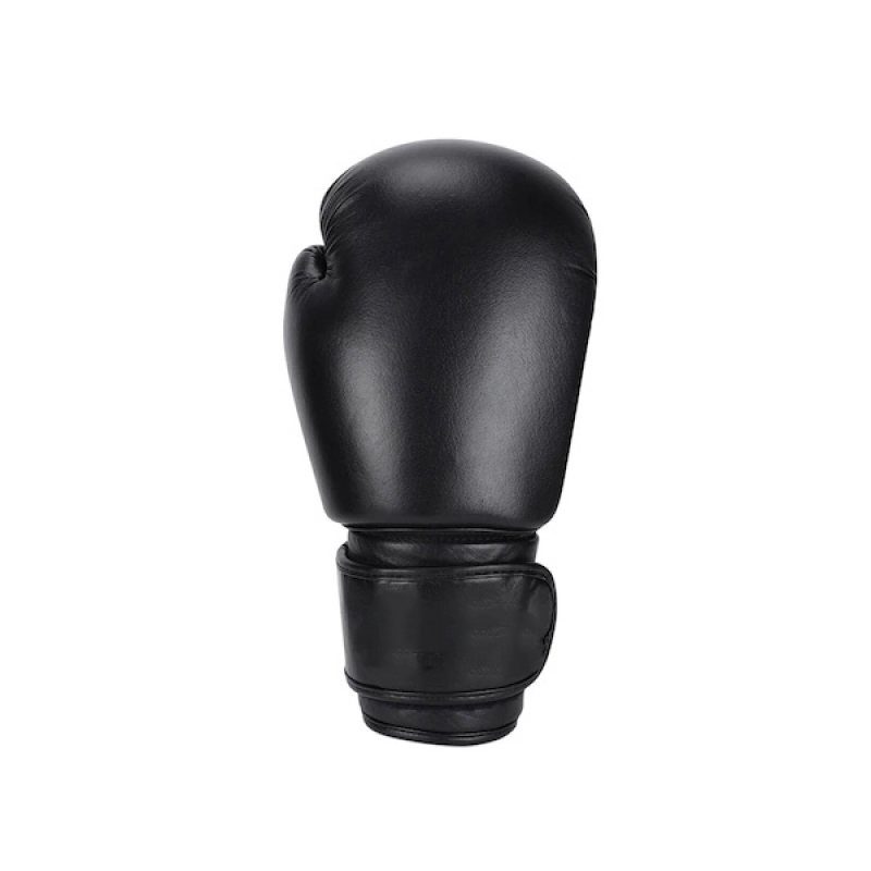 Black Solid Boxing Leather Gloves