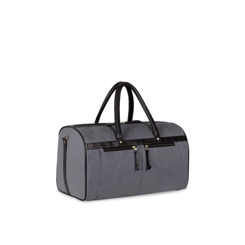 Grey & Black Solid Travel Duffle Bag