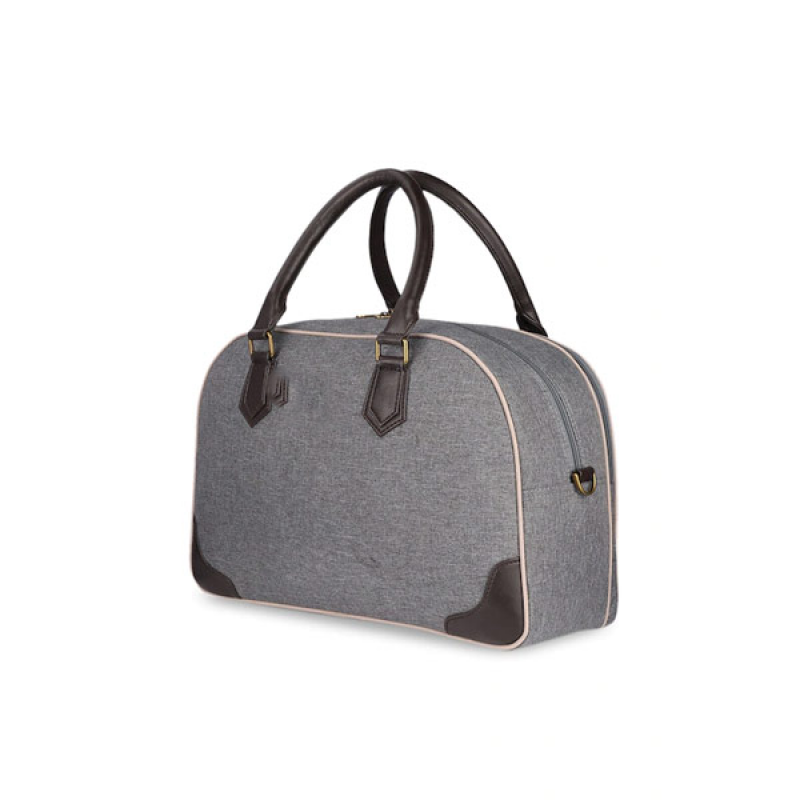 Unisex Grey Solid Tapestry Fabric Travel Duffle Bag