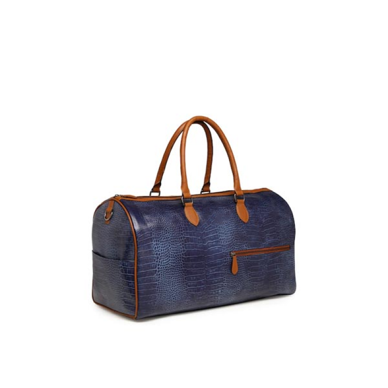 Navy Blue Textured Travel Bag