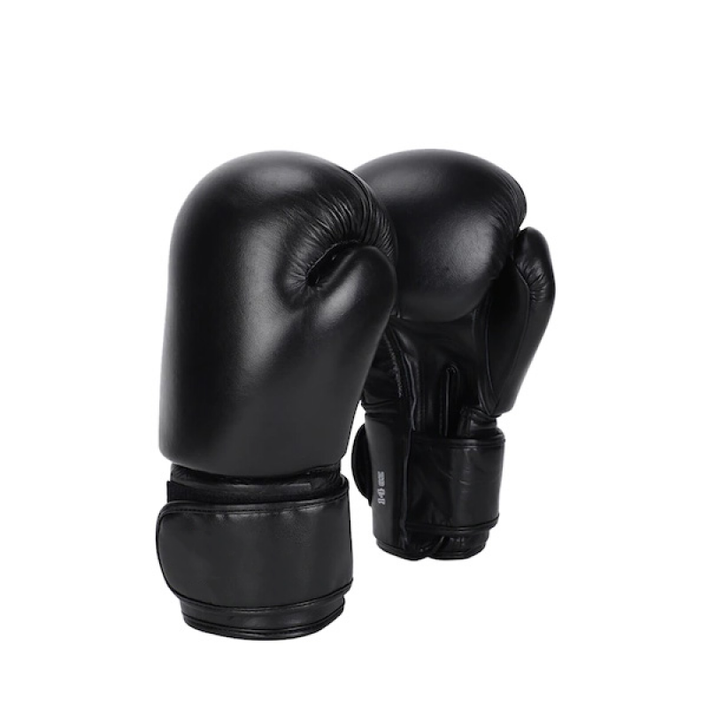 Black Solid Boxing Leather Gloves