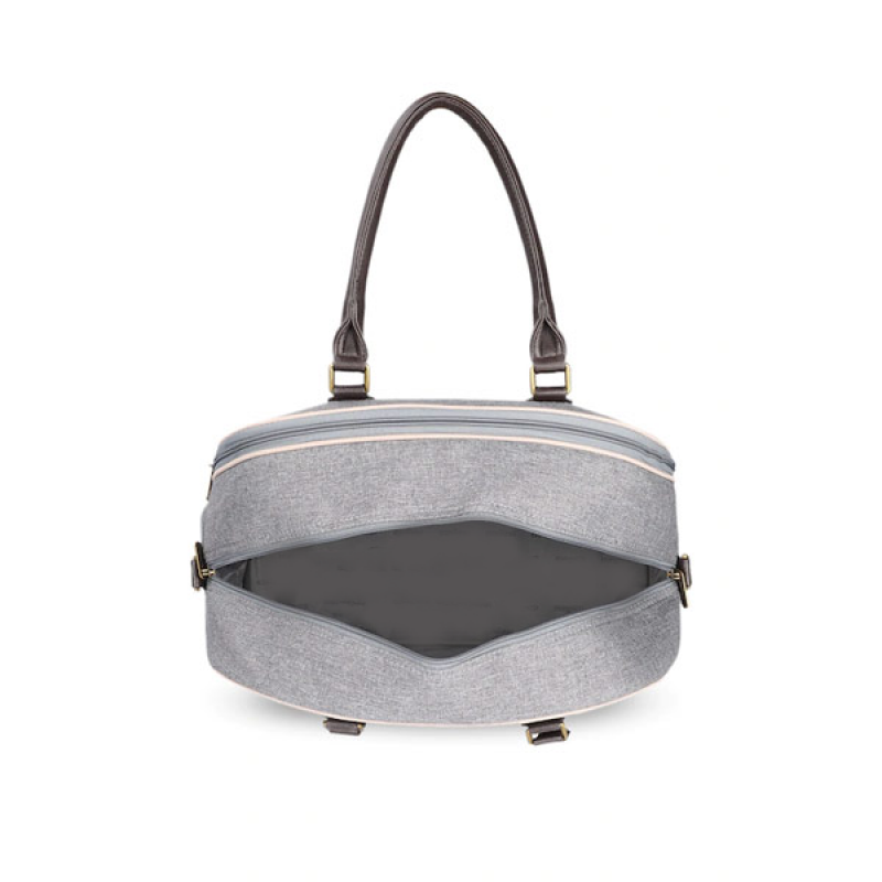 Unisex Grey Solid Tapestry Fabric Travel Duffle Bag