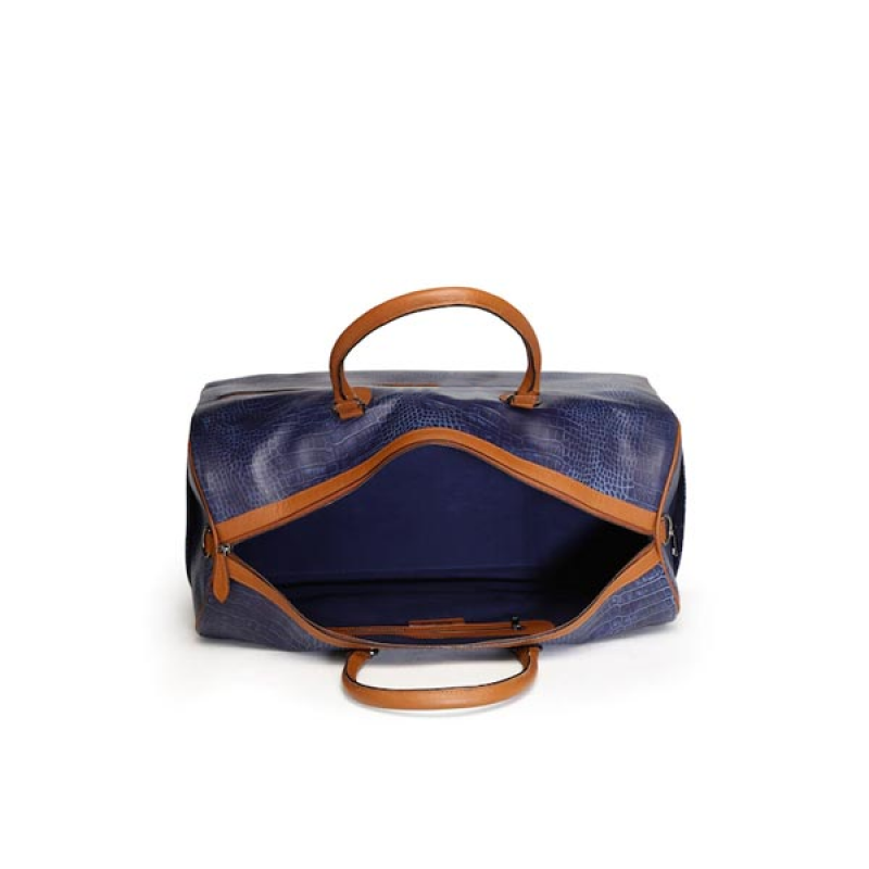 Navy Blue Textured Travel Bag