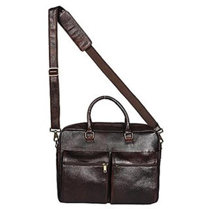 O.K. INTERNATIONAL 15.6 Laptop 100 Genuine Leather Brown Two-tone Leather Laptop Bag